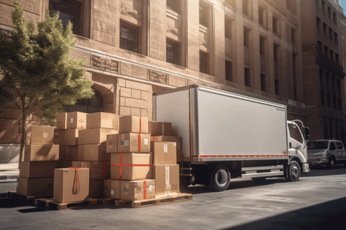 delivery-truck-parked-front-building